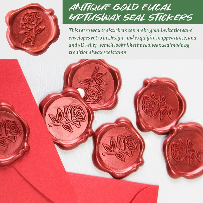 Pilloze 50pcs Red Rose Wax Seal Stickers, Rose Wax Seal, Red Rose Stickers for Envelopes, Waterproof, for Wedding Invitation, Christmas - Image 5